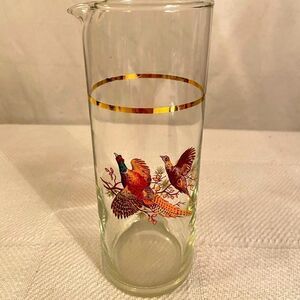 Vintage Hazel Atlas Martini Cocktail Pitcher Pheasant Bird Barware MCM Barware